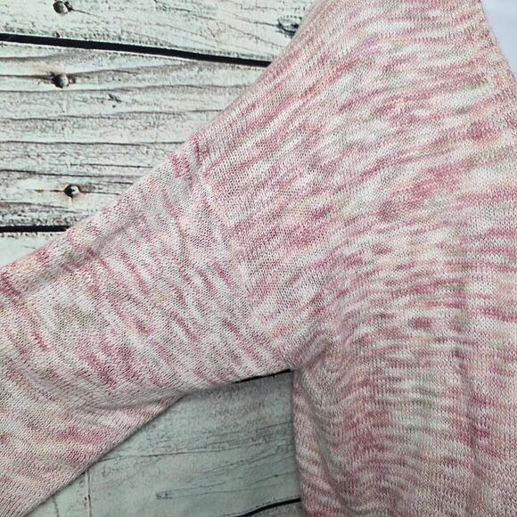 Cato Pink White Marled Open Front Cardigan Size L - Picture 5 of 9